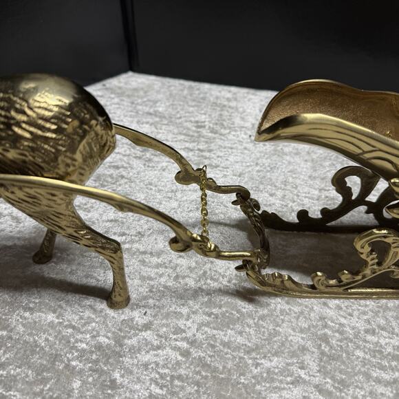 Large 22” Vintage Solid Brass 3 Piece Christmas Reindeer and Sleigh Stunning! - Picture 12 of 16